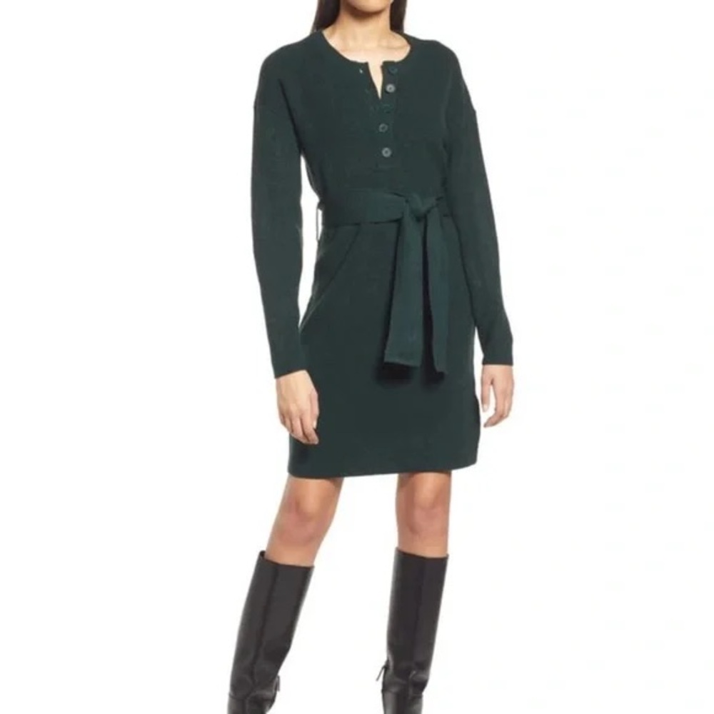 Charles Henry Dark Green Sweater Dress - XS